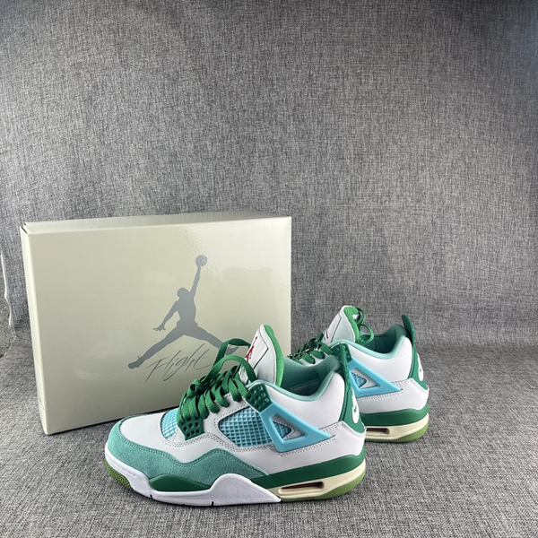 Women's Running weapon Air Jordan 4 Green/White Shoes 065